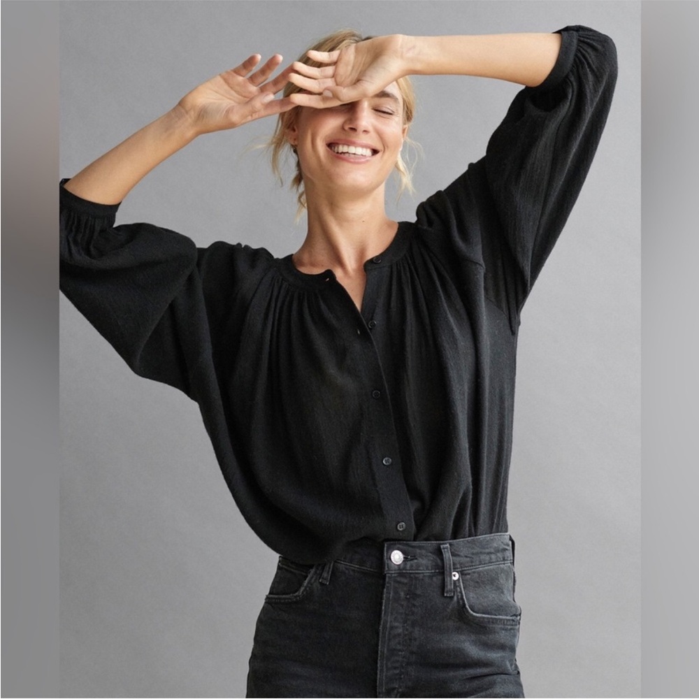 Jenni Kayne Black Textured Blouse